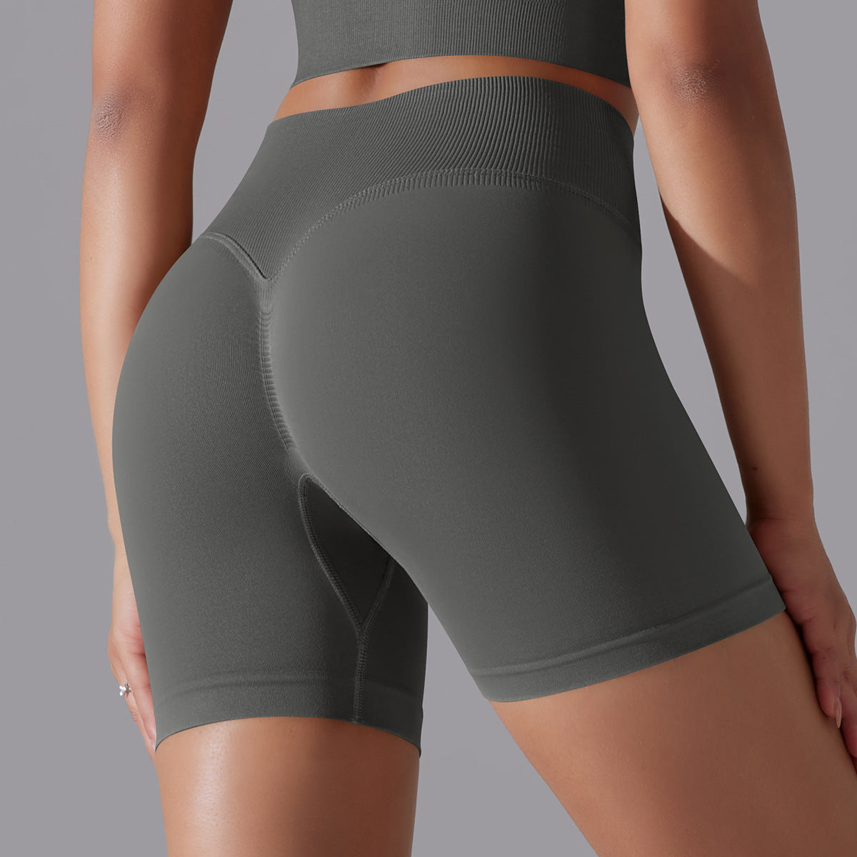 Mepria Seamless Solid Color High-Waisted Hip-Lifting Tight High-Elastic Yoga Shorts for Sports Running Fitness Women's Three-Point Pants