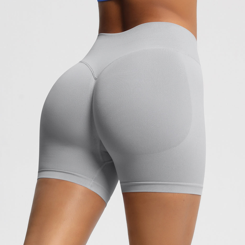 Mepria Seamless Three-Section Waist Fitness Shorts for Women, High-Waisted Peach-Shaped Hip-Lifting Sports Shorts, Tight-Fitting Quick-Drying Yoga Shorts