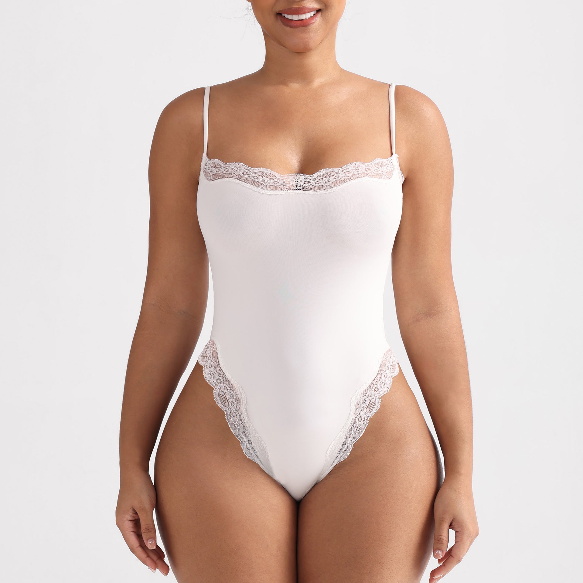Mepria Shapewear Bodysuit with Lace Trim - Sexy Shapewear