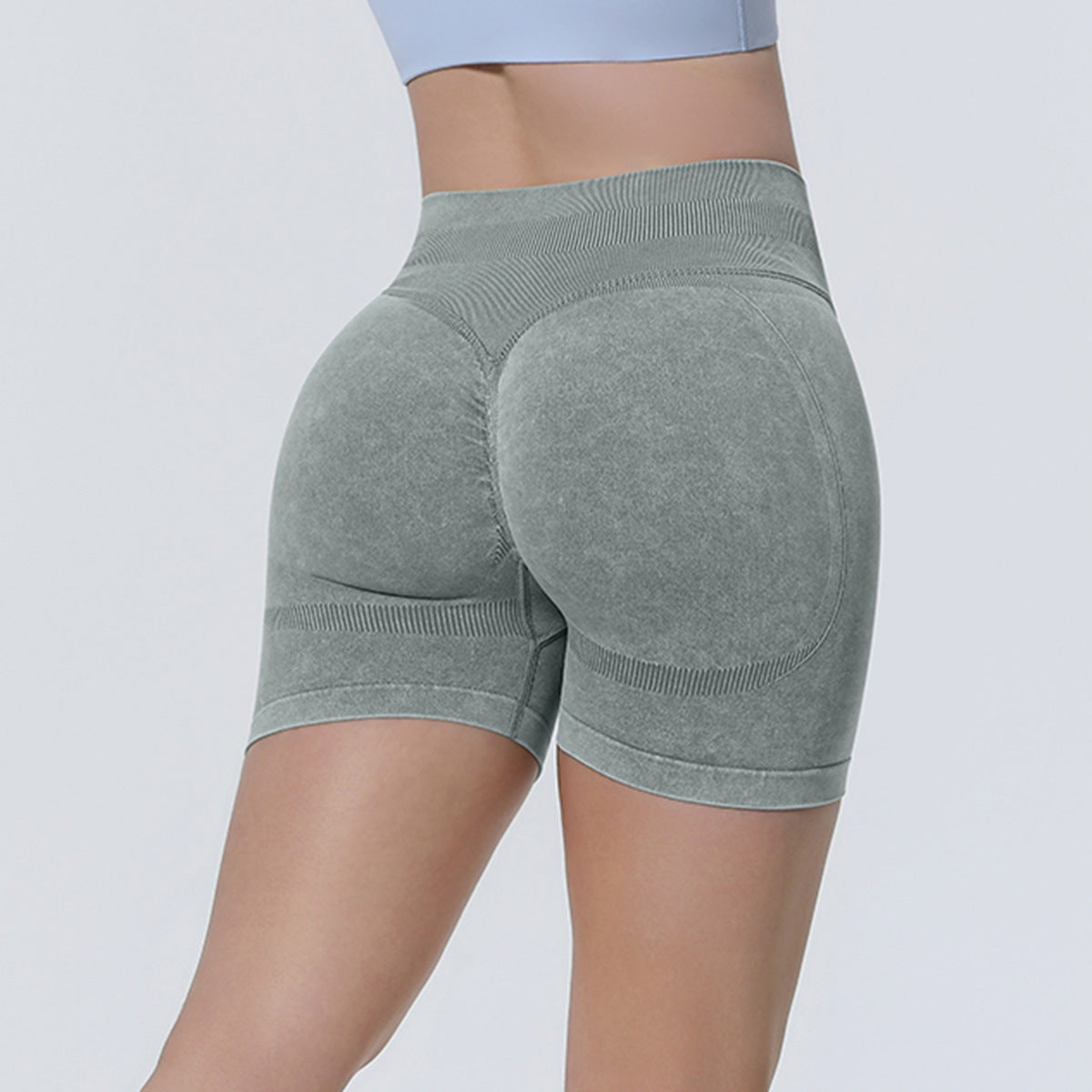 Mepria Seamless Washed Tight-Fit High-Waisted Yoga Shorts for Sports Running Fitness Yoga Wear Three-Point Pants