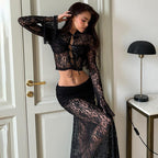 Mepria Sexy Lace-Up High-Waisted Maxi Skirt Set – Trendy, Versatile, and Edgy Style