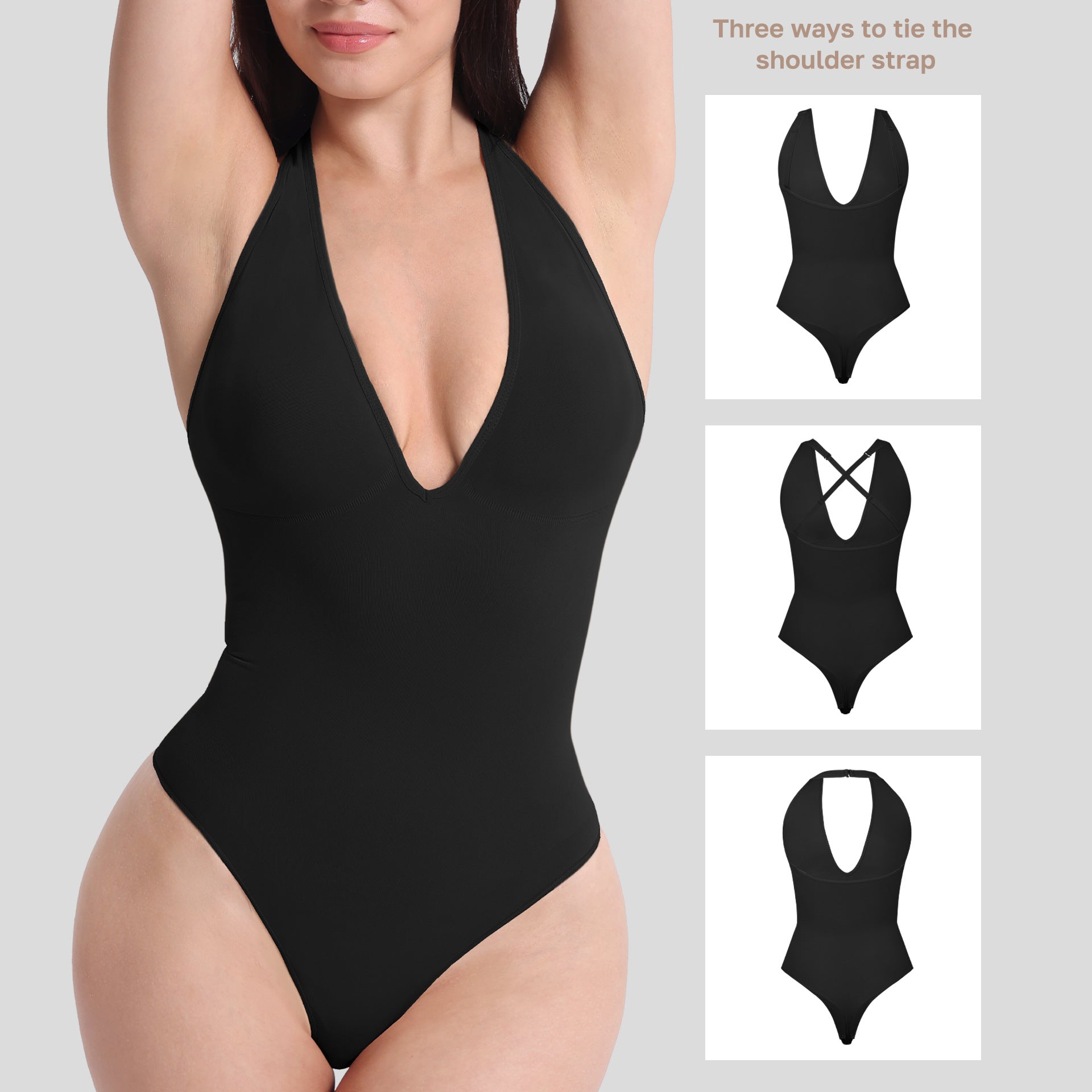 Mepria Bodysuit - Sexy Halter Neck, Beautiful Back, Slingback, Shapewear, Body Shaping Bodysuit, Wear as Outerwear