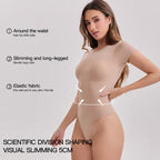 Mepria Seamless Short-Sleeve Thong Bodysuit – Waist-Cinching & Tummy-Control Shapewear