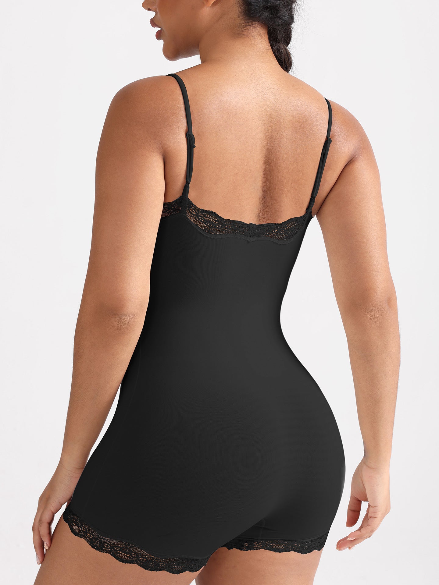 FITS EVERYBODY BODYSUIT欧美蕾丝吊带平角裸感亲肤收腹连体衣女