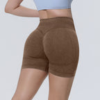 Mepria Seamless Washed Tight-Fit High-Waisted Yoga Shorts for Sports Running Fitness Yoga Wear Three-Point Pants