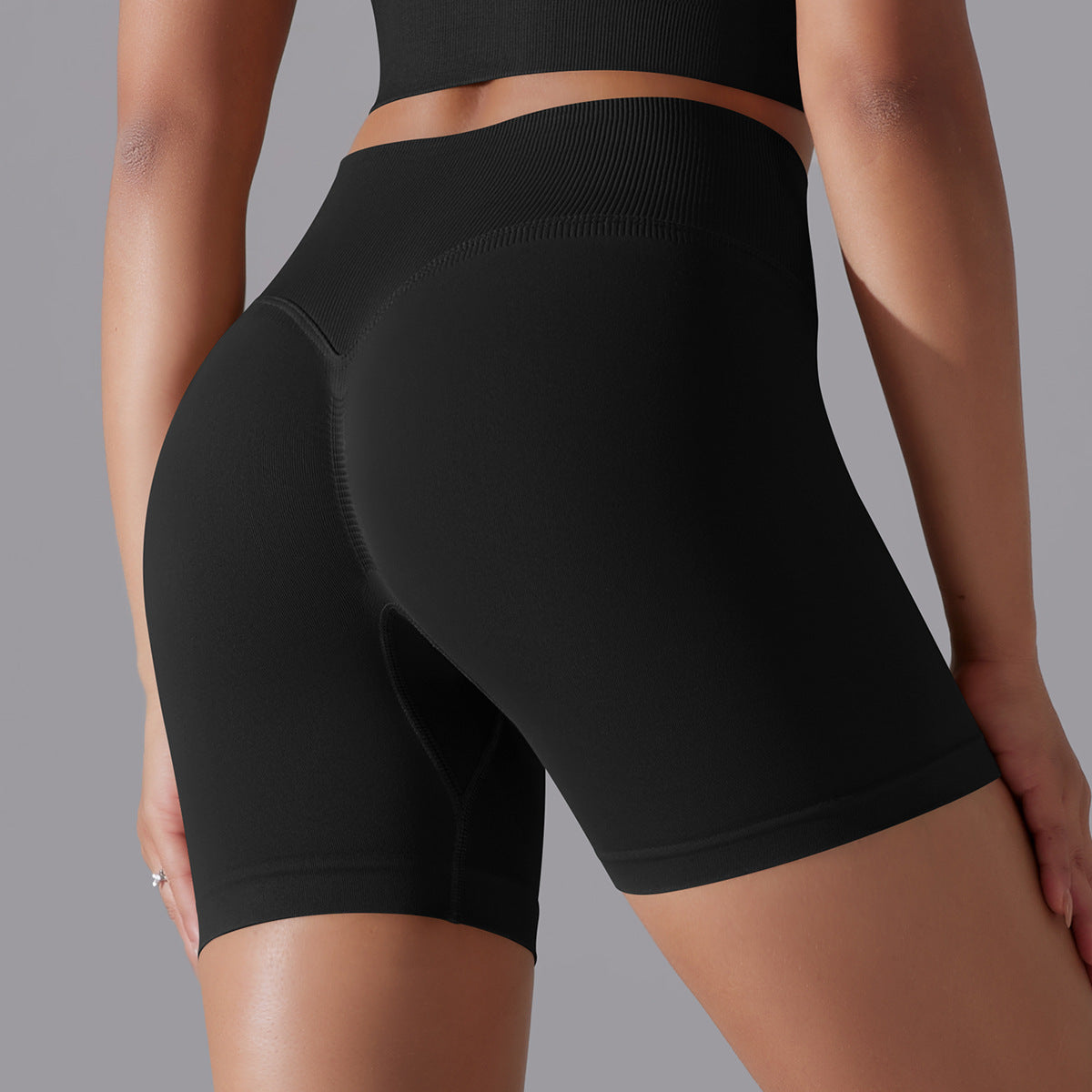 Mepria Seamless Solid Color High-Waisted Hip-Lifting Tight High-Elastic Yoga Shorts for Sports Running Fitness Women's Three-Point Pants