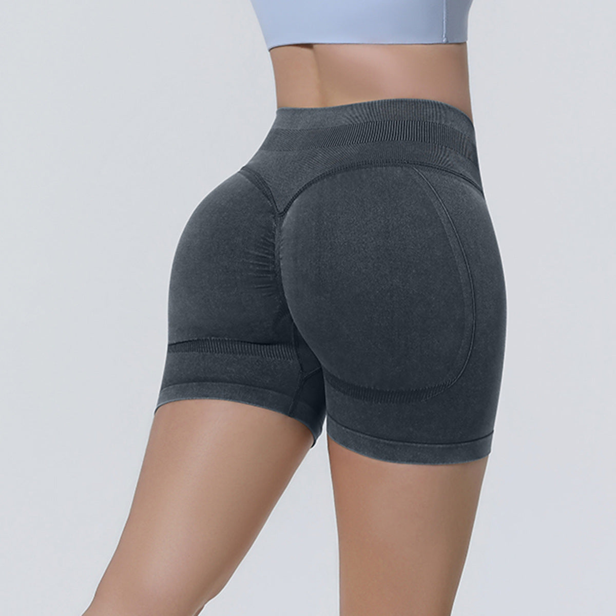 Mepria Seamless Washed Tight-Fit High-Waisted Yoga Shorts for Sports Running Fitness Yoga Wear Three-Point Pants