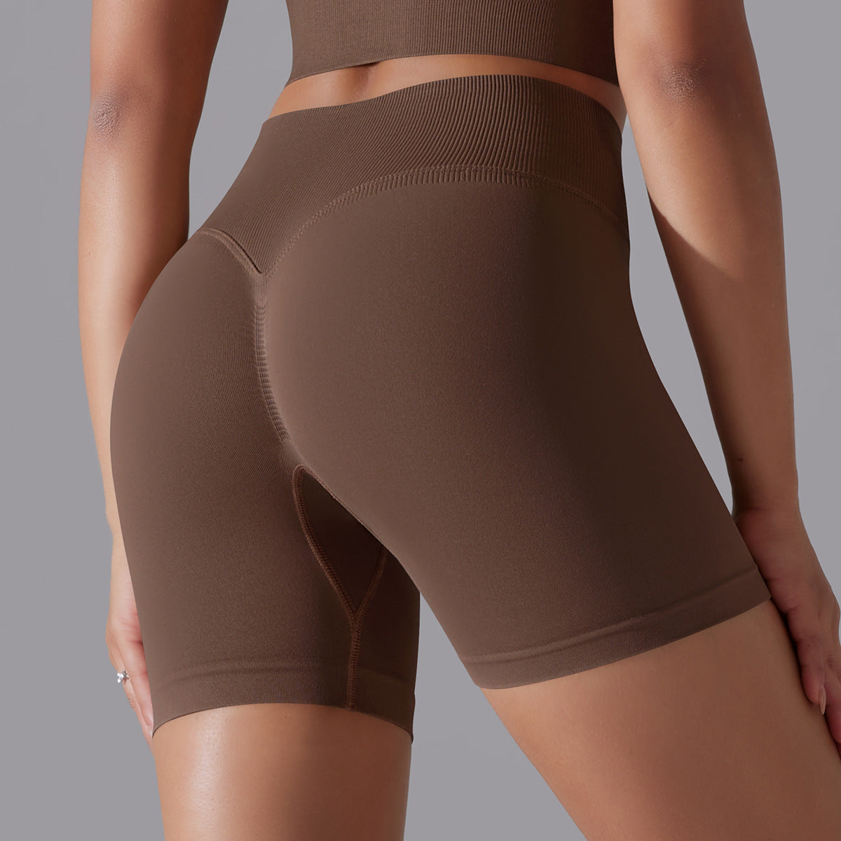 Mepria Seamless Solid Color High-Waisted Hip-Lifting Tight High-Elastic Yoga Shorts for Sports Running Fitness Women's Three-Point Pants
