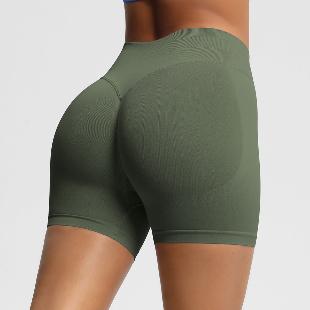 Mepria Seamless Three-Section Waist Fitness Shorts for Women, High-Waisted Peach-Shaped Hip-Lifting Sports Shorts, Tight-Fitting Quick-Drying Yoga Shorts
