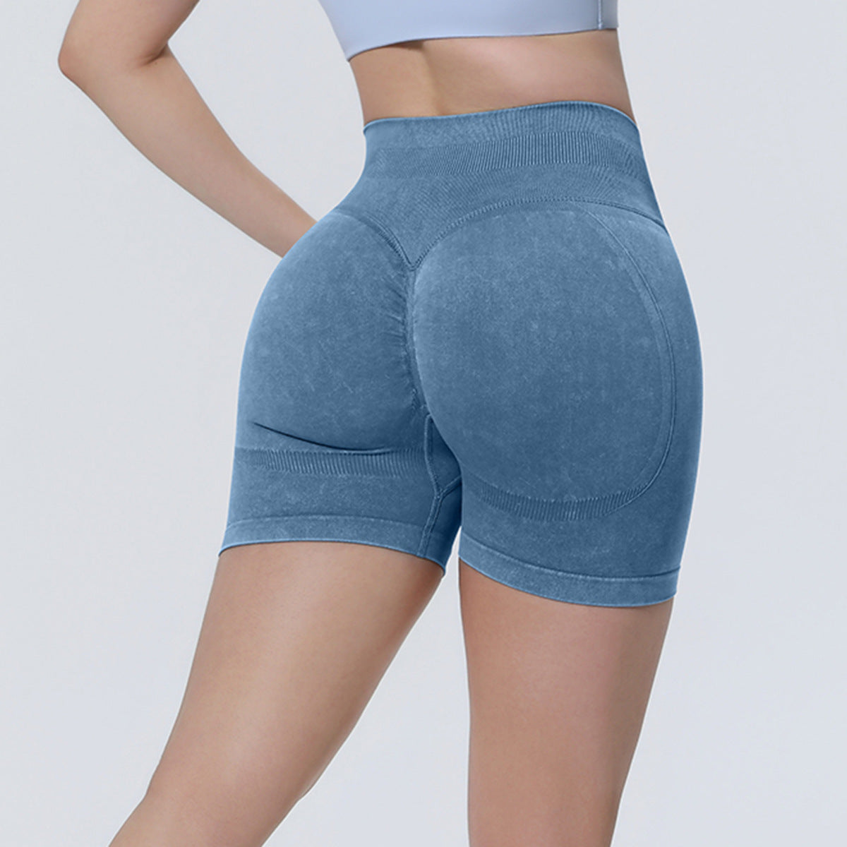 Mepria Seamless Washed Tight-Fit High-Waisted Yoga Shorts for Sports Running Fitness Yoga Wear Three-Point Pants